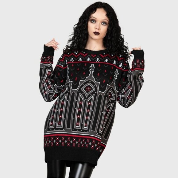 Killstar ✦ Devil On My Back Sweater ✦ Gothic Cathedral Knit ✦ Unisex XXL NWT - Picture 9 of 14